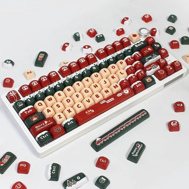 Alt view image 7 of 10 - ILYCHEEGAMI PBT keycap Cute Cartoon Christmas Style MOA Round keycaps Set Compatible with 60%, 65%, 75%, 100% Layout ANSI Mechanical Keyboard Gateron Kailh Cherry Mx Switch (MOA-Christmas Keycap Set)