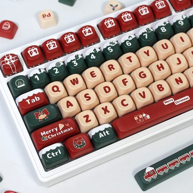 Alt view image 8 of 10 - ILYCHEEGAMI PBT keycap Cute Cartoon Christmas Style MOA Round keycaps Set Compatible with 60%, 65%, 75%, 100% Layout ANSI Mechanical Keyboard Gateron Kailh Cherry Mx Switch (MOA-Christmas Keycap Set)
