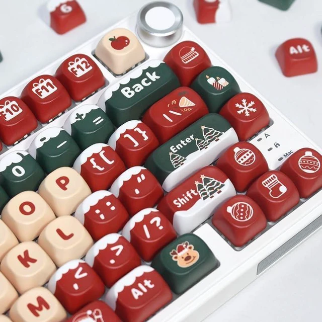 Alt view image 9 of 10 - ILYCHEEGAMI PBT keycap Cute Cartoon Christmas Style MOA Round keycaps Set Compatible with 60%, 65%, 75%, 100% Layout ANSI Mechanical Keyboard Gateron Kailh Cherry Mx Switch (MOA-Christmas Keycap Set)