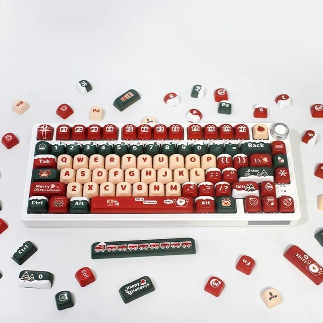 Alt view image 10 of 10 - ILYCHEEGAMI PBT keycap Cute Cartoon Christmas Style MOA Round keycaps Set Compatible with 60%, 65%, 75%, 100% Layout ANSI Mechanical Keyboard Gateron Kailh Cherry Mx Switch (MOA-Christmas Keycap Set)