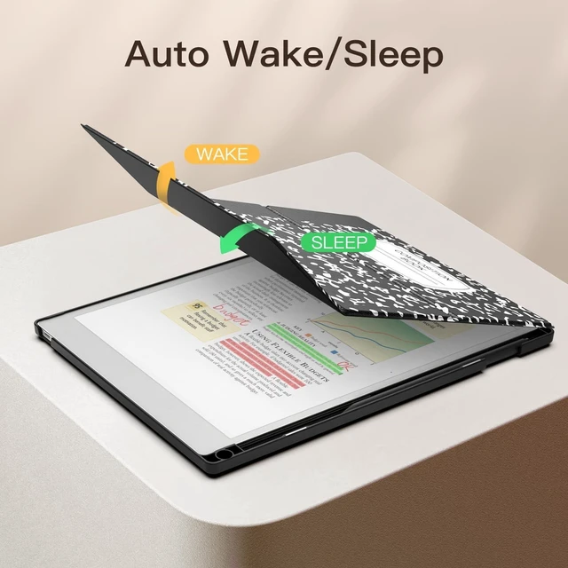 Alt view image 9 of 10 - MoKo Stand Case for Remarkable Paper Pro 2024 11.8" - Premium Leather Trifold Stand Cover with Pen Holder, Auto Sleep/Wake for Remarkable Pro 11.8", Black Notebook