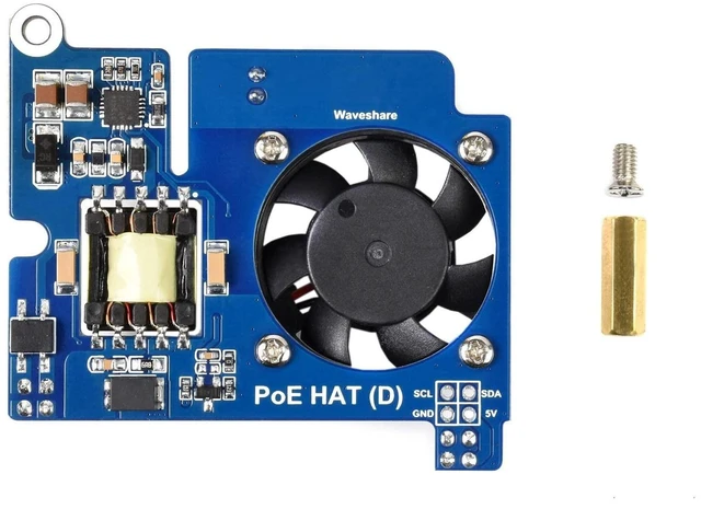 Alt view image 6 of 10 - Waveshare Power Over Ethernet HAT (Type D) for Raspberry Pi 3B+/4B 802.3af-Compliant Tailored for Raspberry Pi Official Case