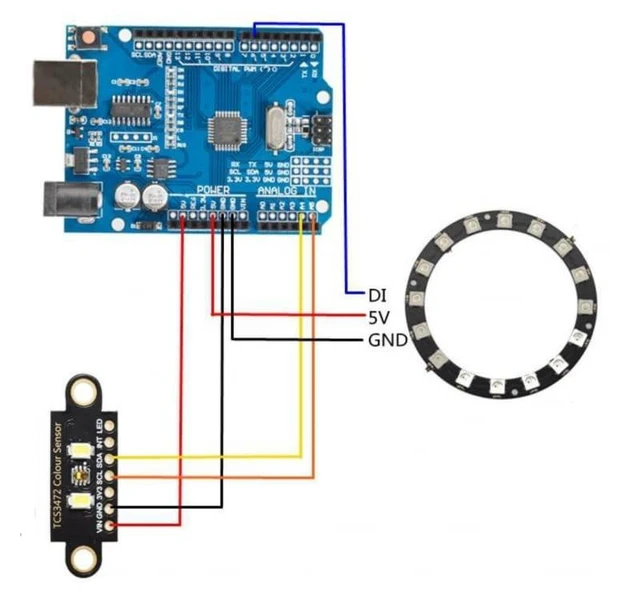 Alt view image 8 of 10 - DIYmall WS2812 RGB LED Ring + TCS3472 Color Sensor + USB-A Male to USB-B Male USB2.0 Cable