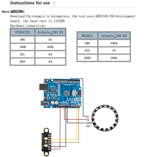 Alt view image 9 of 10 - DIYmall WS2812 RGB LED Ring + TCS3472 Color Sensor + USB-A Male to USB-B Male USB2.0 Cable
