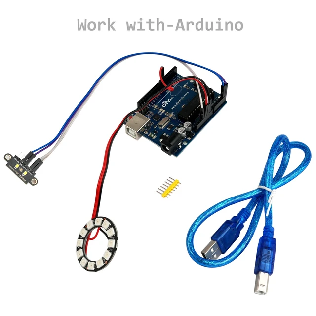 Alt view image 7 of 10 - DIYmall WS2812 RGB LED Ring + TCS3472 Color Sensor + USB-A Male to USB-B Male USB2.0 Cable