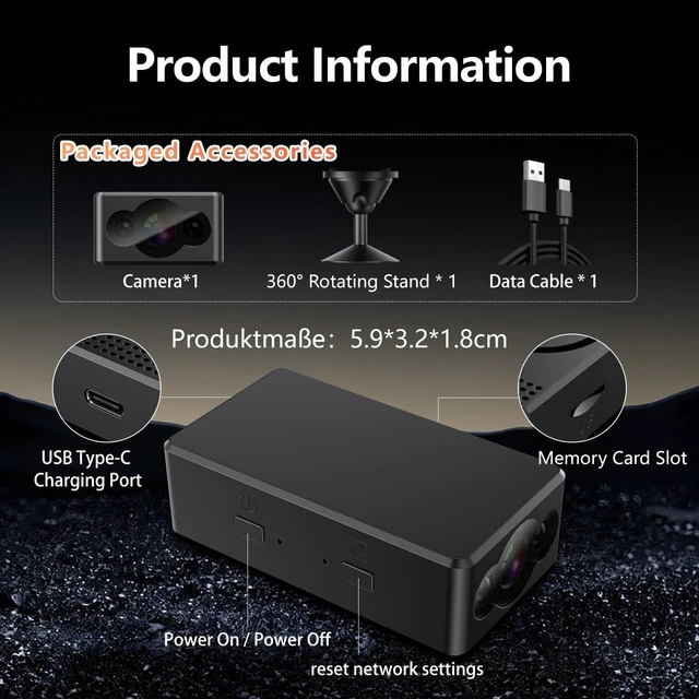 Alt view image 7 of 10 - Household Mini Cameras - Security Camera - Wireless WiFi Cameras - with Motion Detection Auto Night Vision Baby Monitor - Home Indoor Camera - Loop Record - Tiny Portable Camera - 256GB MAX