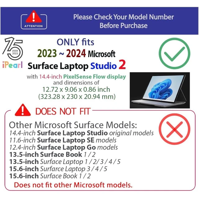 Alt view image 7 of 10 - mCover Case Compatible ONLY for 2023-2024 14.4" Microsoft Surface Laptop Studio 2 Notebook Computer (NOT Fitting Any Other Microsoft Models) - Pink