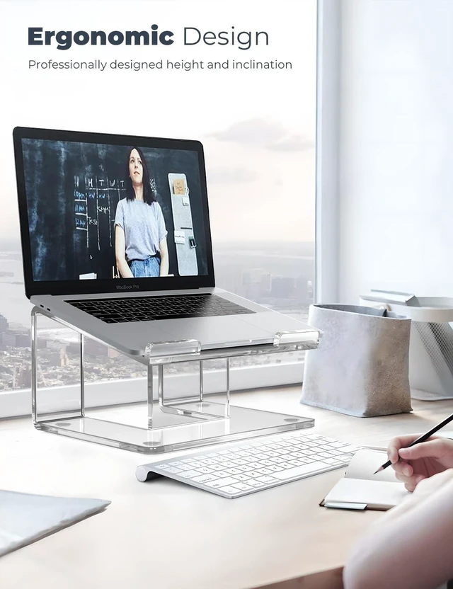 Alt view image 7 of 10 - FUCDTEFC Acrylic Laptop Stand for Desk, Laptop Riser for 10-17.3 Inch Laptops, Ergonomic Computer Stand Holder Compatible with Macbooks and Notebooks