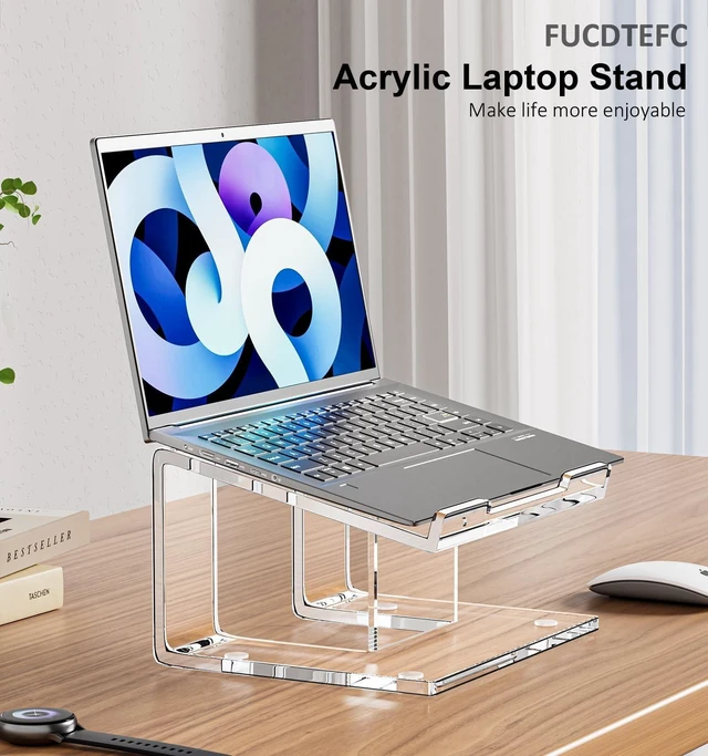 Alt view image 9 of 10 - FUCDTEFC Acrylic Laptop Stand for Desk, Laptop Riser for 10-17.3 Inch Laptops, Ergonomic Computer Stand Holder Compatible with Macbooks and Notebooks