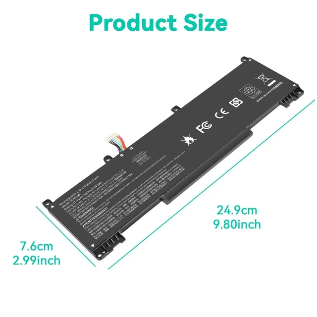 Alt view image 8 of 10 - 11.4V 45Wh RH03XL M02027-005 M01524-1D1 Laptop Battery for HP ProBook 430 440 445 450 630 640 650 G8 Series HSTNN-IB9Q HSTNN-OB1T HSTNN-DB0B HSTNN-UB7X M01524-2B1 M01524-AC1 (short style)