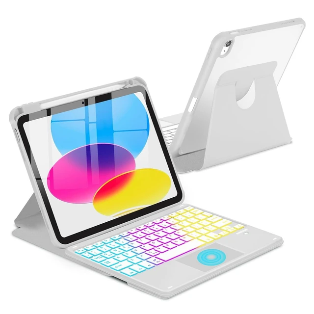 Alt view image 6 of 10 - MePadKey Touchpad Keyboard Case for iPad (A16) 11th 10th Generation, 360 Rotation Cover with Pencil Holder Wireless Backlit Detachable Keypad for iPad 11 inch 2025/10 Gen 10.9" 2022 Gray