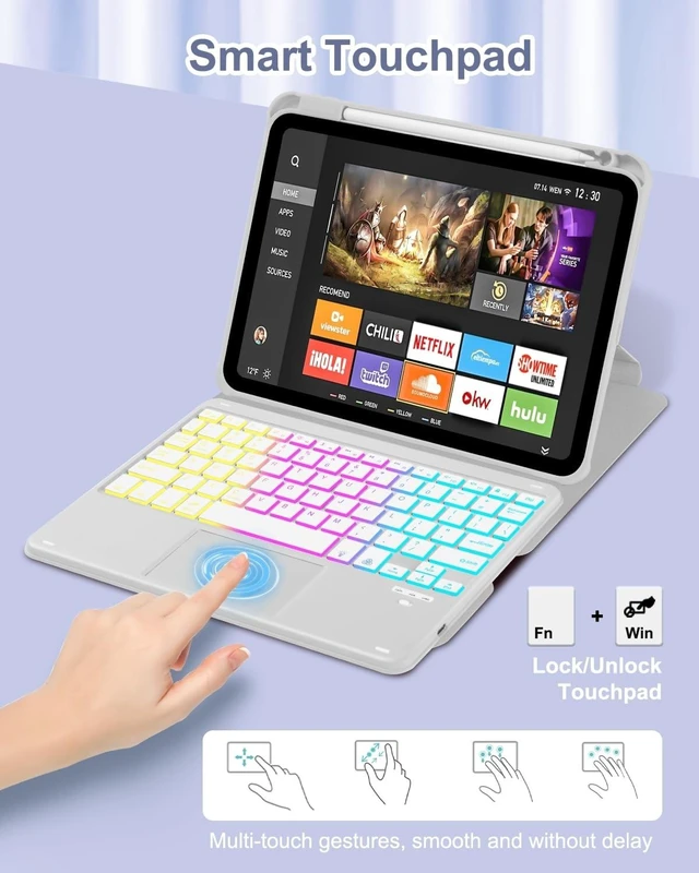 Alt view image 9 of 10 - MePadKey Touchpad Keyboard Case for iPad (A16) 11th 10th Generation, 360 Rotation Cover with Pencil Holder Wireless Backlit Detachable Keypad for iPad 11 inch 2025/10 Gen 10.9" 2022 Gray