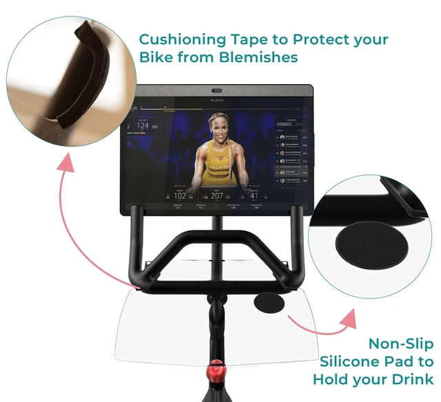 Alt view image 9 of 10 - OVVE HOME Selina for Peloton Bike Desk Tray Table for Laptop, Tablet, Phone & More ^^ Premium Clear Acrylic Holder Compatible with Peloton Bike Plus - Selina Peloton Accessories (Bike+)