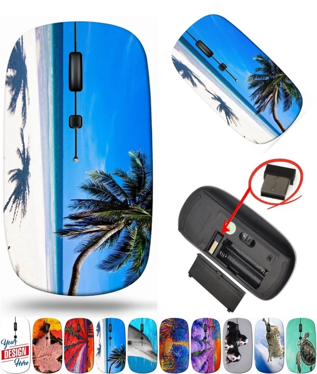 Alt view image 6 of 10 - maizi Cordless Mouse for Mac Laptop PC Chromebook, Cordless Mice Image ID: 30120979 a Beach is Beautiful 2.4G Portable with USB Receiver Printed in USA