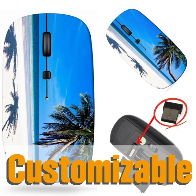 Alt view image 10 of 10 - maizi Cordless Mouse for Mac Laptop PC Chromebook, Cordless Mice Image ID: 30120979 a Beach is Beautiful 2.4G Portable with USB Receiver Printed in USA