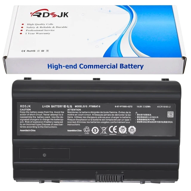 Alt view image 6 of 10 - P750BAT-8 Laptop Battery for Clevo P750DM3-G P750ZM P751DM P751ZM P770DM P770ZM P771ZM P771DM-G Sager NP9752 NP9755 NP9758 NP9772 NP9778 6-87-P750S-4272 6-87-P750S-4U73 6-87-P750S-4273 14.8V 82Wh