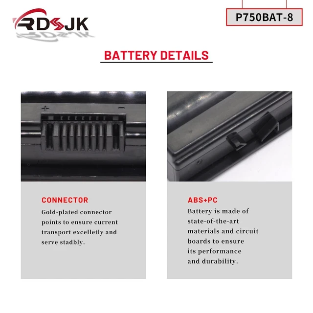 Alt view image 10 of 10 - P750BAT-8 Laptop Battery for Clevo P750DM3-G P750ZM P751DM P751ZM P770DM P770ZM P771ZM P771DM-G Sager NP9752 NP9755 NP9758 NP9772 NP9778 6-87-P750S-4272 6-87-P750S-4U73 6-87-P750S-4273 14.8V 82Wh