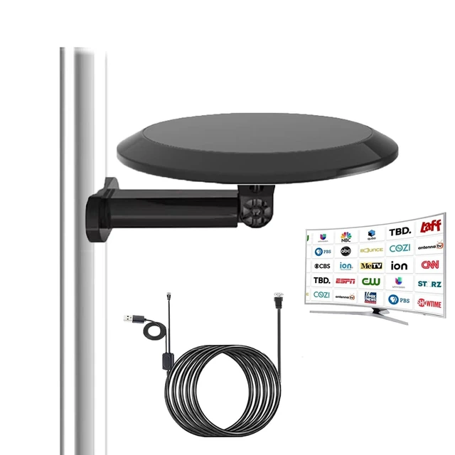 Alt view image 6 of 10 - Long Range Omni Directional Outdoor TV Antenna, Outdoor/Indoor Antenna for Smart TV, with 35ft coaxial Cable, for Attic/Camper/RV/Boat