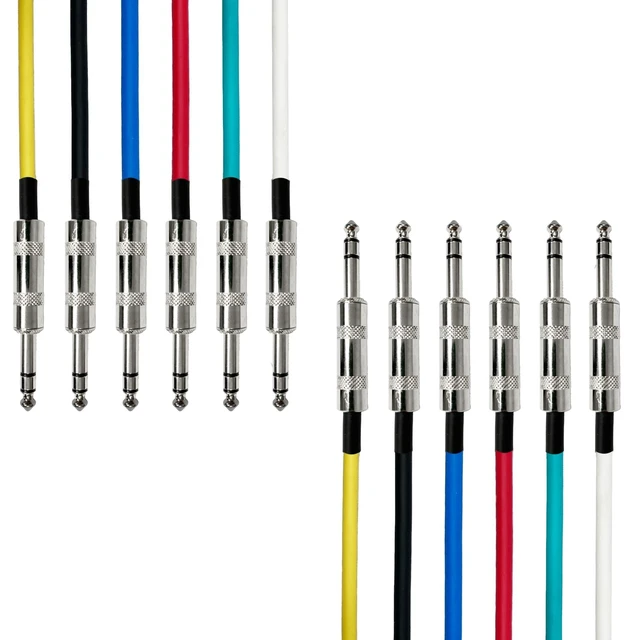Alt view image 6 of 10 - AxcessAbles 20ft 6-Pack TRS to Audio Cables - 1/4" Balanced, Multi-Color, Male-to-Male, Studio & Home Audio
