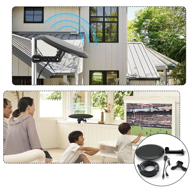 Alt view image 10 of 10 - Long Range Omni Directional Outdoor TV Antenna, Outdoor/Indoor Antenna for Smart TV, with 35ft coaxial Cable, for Attic/Camper/RV/Boat