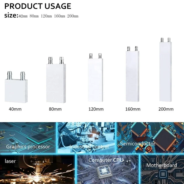 Alt view image 9 of 10 - Clyxgs Aluminum Water Cooling Block,Liquid Cold Water Plate Heat Sink Water-Cooled Exchanger Head semiconductor Refrigeration Sheet CPU Graphics Radiator Heatsink Endothermic Head(40 x 200 x 12mm)2pcs