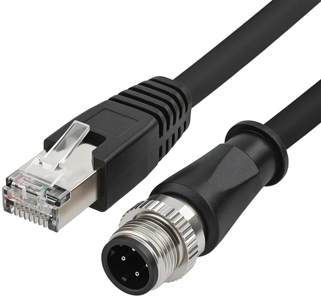 Alt view image 3 of 4 - ZBLZGP M12 D-Code 4-Pin Male to RJ45 Industrial Ethernet Cable, 3M (10ft), 24AWG CAT5e Shielded PVC, IP67 Waterproof, for Profinet, Omron, Keyence, Datalogic, Sick Sensor & PLC
