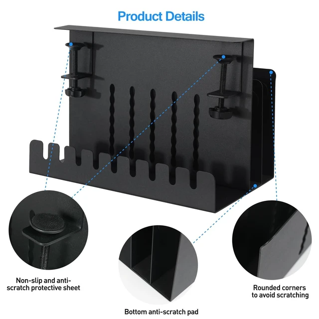 Alt view image 9 of 10 - MAXECHO Desk Side Storage, Under Desk Laptop Mount, Table Side Hanging File Organizer, No Drill Clamp On Cable Management Tray, Laptop Holder with Magnetic Pen Holder for Office and Home, Load 22 Lbs