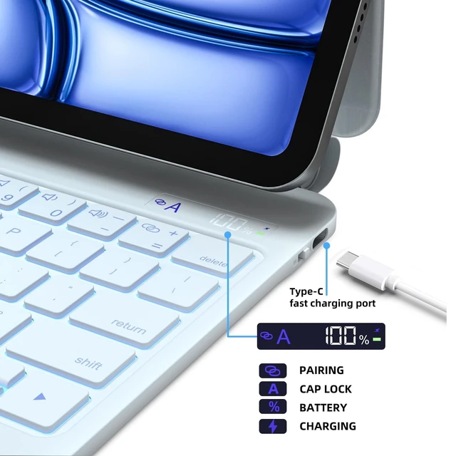 Alt view image 9 of 10 - DVWDVW Keyboard Case for iPad Air 11 inch (M3 /M2 2025/2024) & iPad Pro 11 (4th/3rd/2nd/1st Gen), iPad Air 5th/4th Magic CaseMulti-Touch Trackpad,7 Colors Backlight White