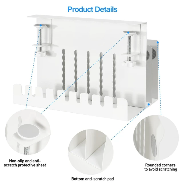 Alt view image 9 of 10 - MAXECHO Desk Side Storage, Under Desk Laptop Mount, Table Side Hanging File Organizer, No Drill Clamp On Cable Management Tray, Laptop Holder with Magnetic Pen Holder for Office and Home, Load 22 Lbs