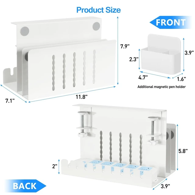 Alt view image 10 of 10 - MAXECHO Desk Side Storage, Under Desk Laptop Mount, Table Side Hanging File Organizer, No Drill Clamp On Cable Management Tray, Laptop Holder with Magnetic Pen Holder for Office and Home, Load 22 Lbs