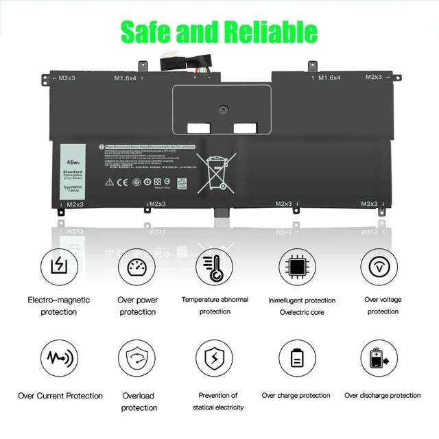 Alt view image 9 of 10 - TAUPO NNF1C Battery Fit for Dell XPS 13 9365 2-in-1 2017 XPS 13-9365-D1605TS D1805TS D2805TS D3605TS D3805TS D4605TS Series 0HMPFH P71G HMPFH 0NNF1C Laptop Battery Replacement 7.6V 46WH