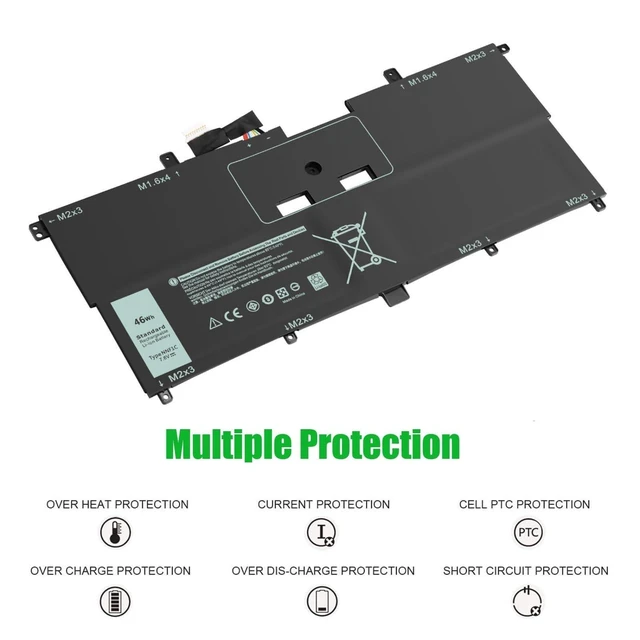 Alt view image 10 of 10 - TAUPO NNF1C Battery Fit for Dell XPS 13 9365 2-in-1 2017 XPS 13-9365-D1605TS D1805TS D2805TS D3605TS D3805TS D4605TS Series 0HMPFH P71G HMPFH 0NNF1C Laptop Battery Replacement 7.6V 46WH