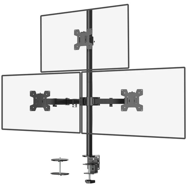 Alt view image 6 of 10 - WALI Triple Monitor Mount for 13-27 inch Computer Screens, 3 Monitor Desk Mount, Holds up to 22 lbs, Adjustable Triple Monitors Stand with Swivel Tilt Rotation, 75x75/100x100mm (M003), Black