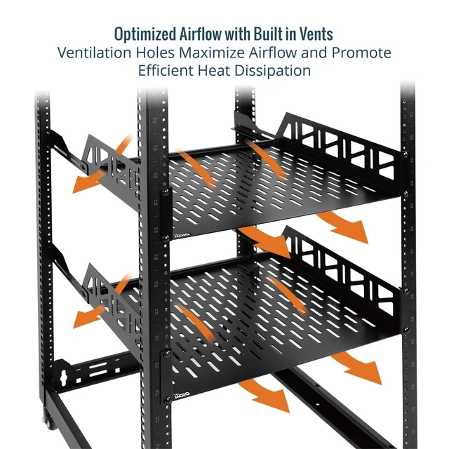 Alt view image 9 of 10 - Tecmojo 2U Rack Shelf,19 inch Server Rack Shelf 14 inch Depth,Weight Capacity 110Lbs/50kg,Rack Mount Shelf for 19" Network Racks & Cabinets,with Complete Accessories (2Pack)