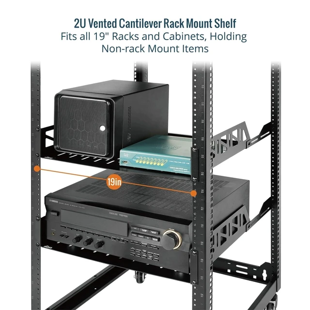 Alt view image 10 of 10 - Tecmojo 2U Rack Shelf,19 inch Server Rack Shelf 14 inch Depth,Weight Capacity 110Lbs/50kg,Rack Mount Shelf for 19" Network Racks & Cabinets,with Complete Accessories (2Pack)