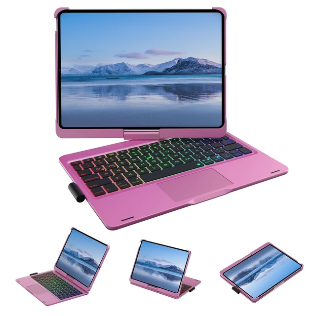 Alt view image 6 of 10 - Mollenmell IPad Keyboard Case with 7 Modes, RGB Backlit, Compatible with iPad Pro 11 2018-2022, iPad Air 11-inch 2024 (Cherry Purple)