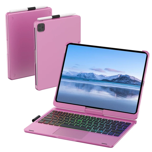Alt view image 7 of 10 - Mollenmell IPad Keyboard Case with 7 Modes, RGB Backlit, Compatible with iPad Pro 11 2018-2022, iPad Air 11-inch 2024 (Cherry Purple)