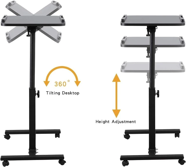 Alt view image 8 of 10 - Laptop Table Mobile Adjustable Height Portable Desk Notebook Swivel PC Computer Rolling Desk with Wheels, Laptop Stand for Couch Bedside Hospital Bed Table