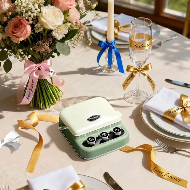 Alt view image 8 of 10 - Phomemo Ribbon Label Printer, P15 Custom Text/Icon Mini Bluetooth Portable Label Maker Machine with Tape for Gift, Christmas Decorations, Cloth Tags, DIY Crafts, Wedding Bouquets, Party Favors