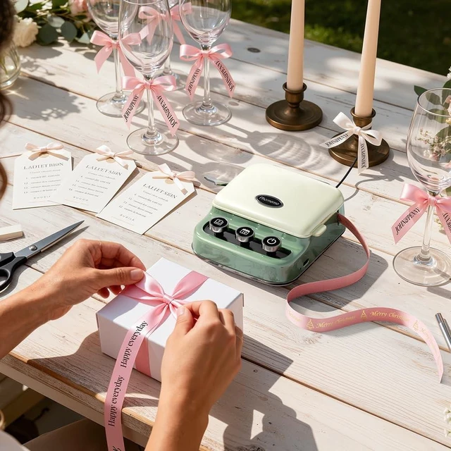 Alt view image 9 of 10 - Phomemo Ribbon Label Printer, P15 Custom Text/Icon Mini Bluetooth Portable Label Maker Machine with Tape for Gift, Christmas Decorations, Cloth Tags, DIY Crafts, Wedding Bouquets, Party Favors