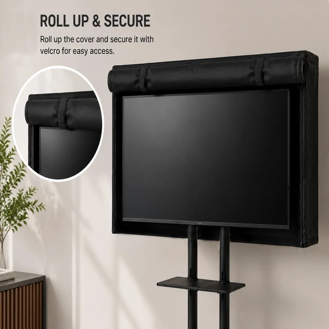 Alt view image 9 of 10 - Black Waterproof Mobile TV Cart Cover Dustproof Outdoor Protector Fit 55-65 Inch Rolling Television Stand