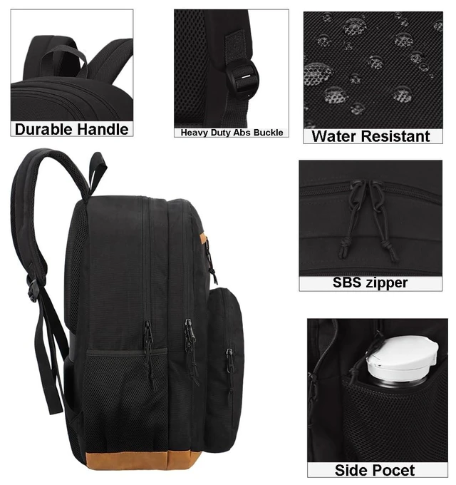 Alt view image 9 of 10 - KEOFID Classic Travel backpack for Men and Women, Anti Theft Laptop Backpack for Work, Large Bag for College, Water Resistent(Black 19inches)