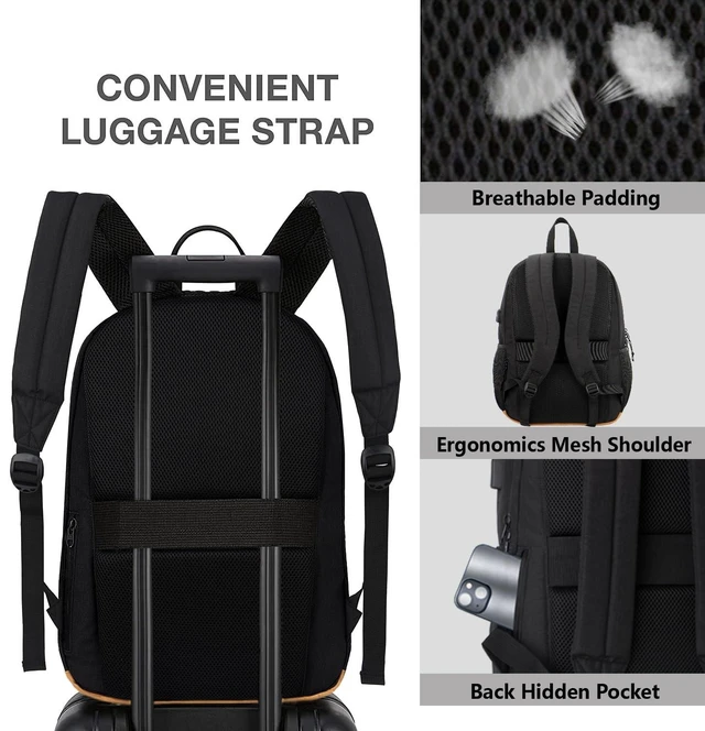 Alt view image 10 of 10 - KEOFID Classic Travel backpack for Men and Women, Anti Theft Laptop Backpack for Work, Large Bag for College, Water Resistent(Black 19inches)