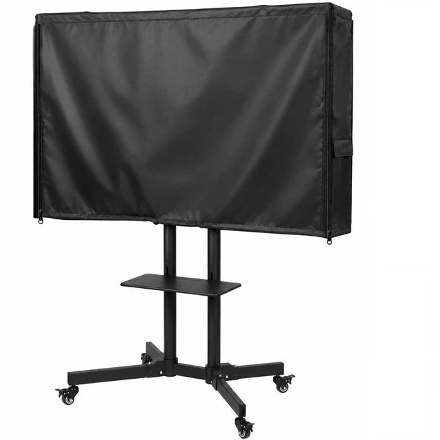 Alt view image 6 of 10 - Black Waterproof Mobile TV Cart Cover Dustproof Outdoor Protector Fit 55-65 Inch Rolling Television Stand