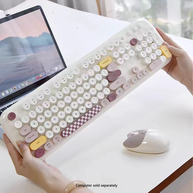 Alt view image 7 of 10 - SaharaCase - Wireless Keyboard & Mouse Combo with Silent Click ^^ Colorful 104 Keys Full Keyboard ^^ USB & Type-C Adapter (Beige)