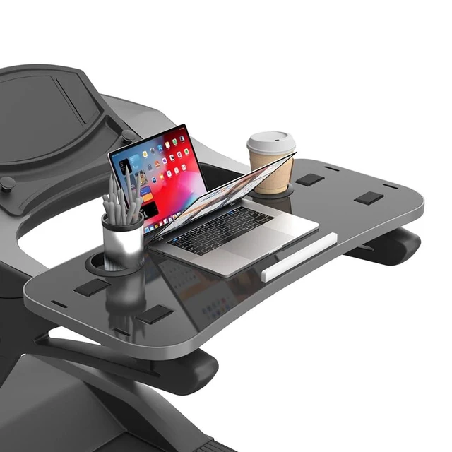 Alt view image 6 of 10 - Qsxou Treadmill Desk Attachment with Large Laptop Platform, Universal Ergonomic Workstation for Laptops/Tablets, Fits Treadmill Handlebars Up to 36 Inches, Black