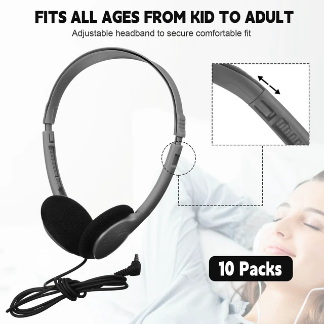 Alt view image 8 of 10 - Konohan 30 Pack Headphones Bulk Headphone for School Classroom Student Wired Headphones Adjustable with 3.5 mm Jack for Adults (Grey)