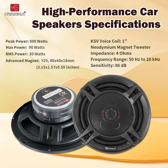 Alt view image 10 of 10 - H YANKA ECS-65M 6.5" Car Door Speakers, 350W Peak Power, 2-Way Coaxial Full-Range Stereo, Clear Sound, Low Distortion, with Install Kit, Ideal for Cars, Trucks, Jeeps (1 Pair)