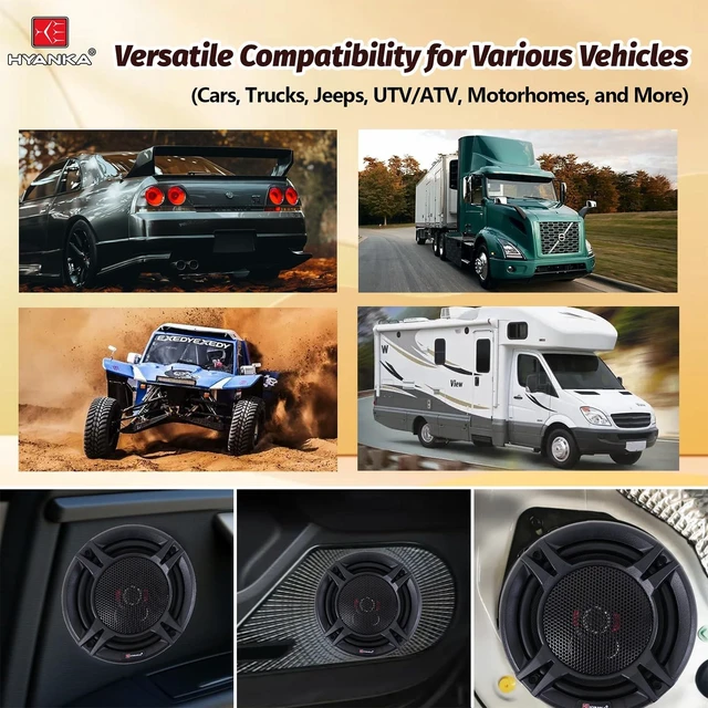 Alt view image 9 of 10 - H YANKA ECS-65M 6.5" Car Door Speakers, 350W Peak Power, 2-Way Coaxial Full-Range Stereo, Clear Sound, Low Distortion, with Install Kit, Ideal for Cars, Trucks, Jeeps (1 Pair)