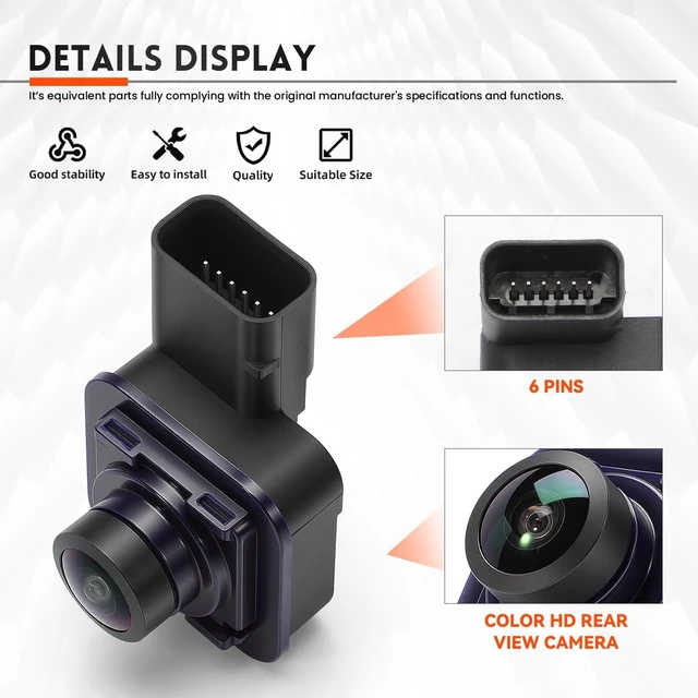 Alt view image 7 of 10 - Rear View Backup Camera Compatible with F250 F350 F450 F550 Super Duty 2017-2022 Replace JC3T-19G490-AD JC3T-19G490AD JC3T19G490AD Rear Park Assist Camera Only for 6pin Plugs